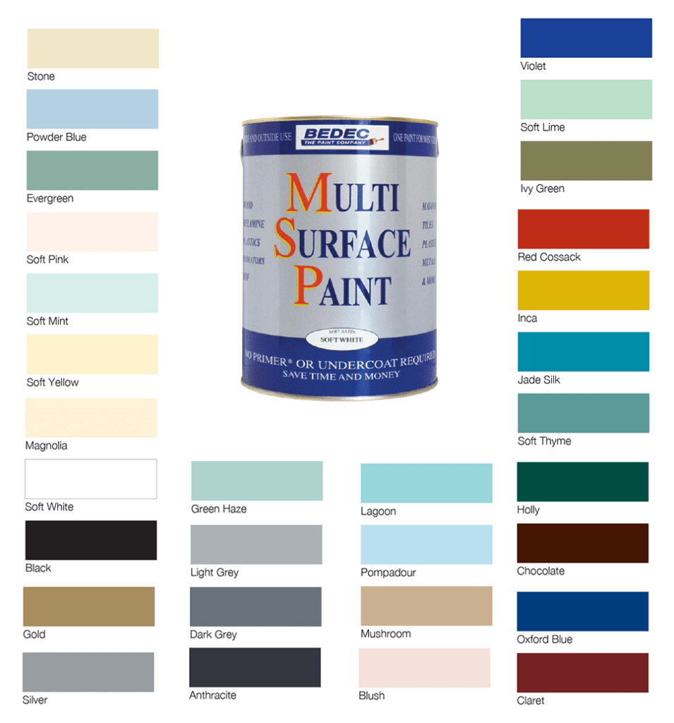 Bedec Multi Surface Paint - Standard Colours - Glenwood Decorating Supplies