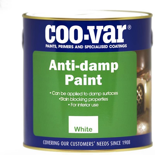 Coo-Var Anti-damp Paint for application to damp interior walls and ceilings.